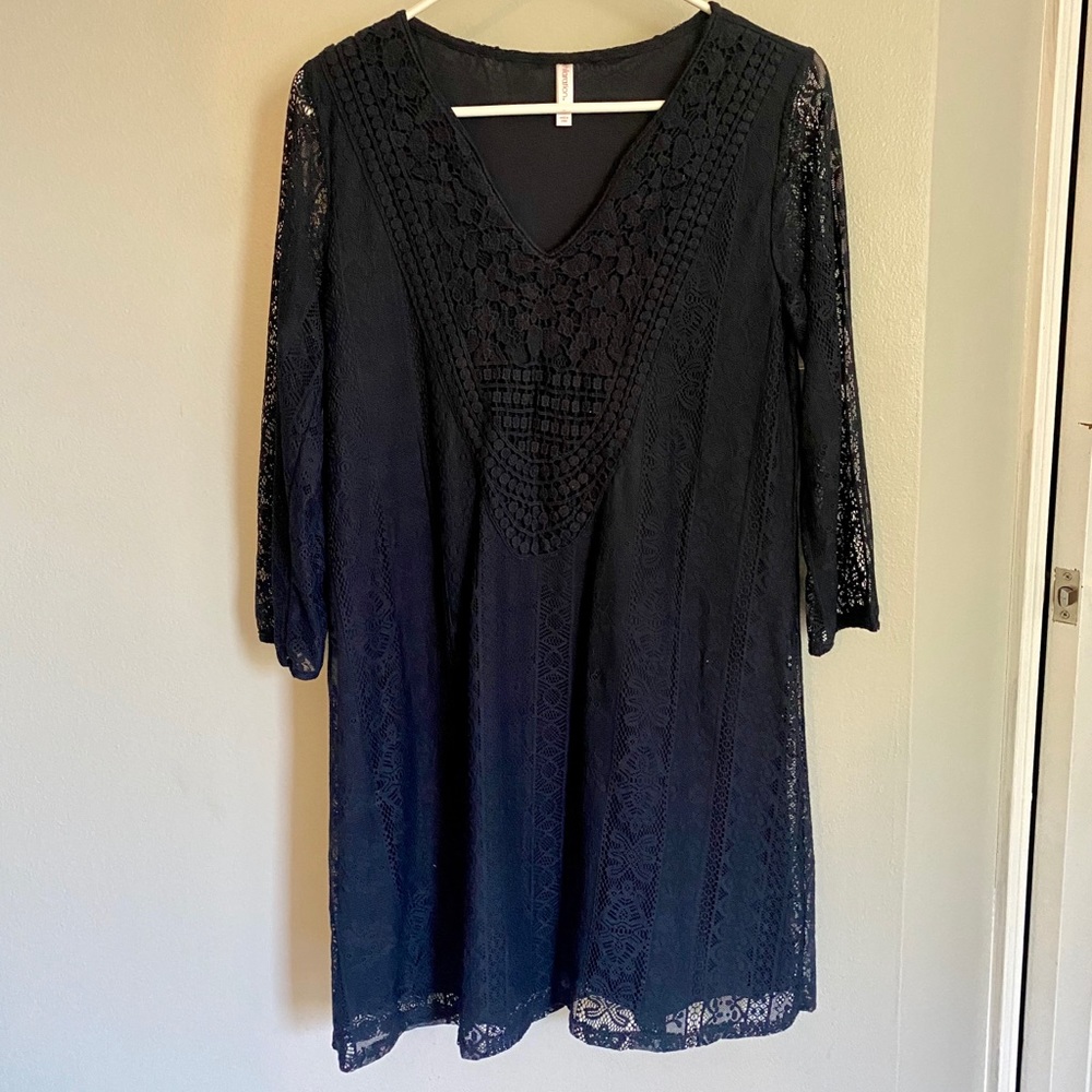 Navy lace mini dress